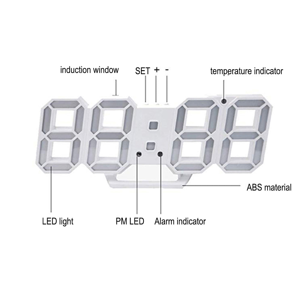Digital Modern Plugged-in 3D LED Wall and Alarm Clock_9