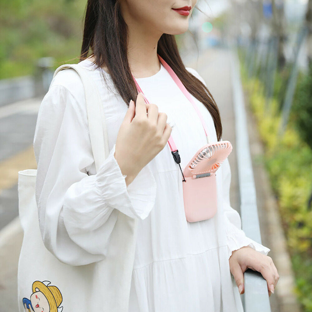 Portable Folding USB Rechargeable Mini Hanging Neck Fan_6