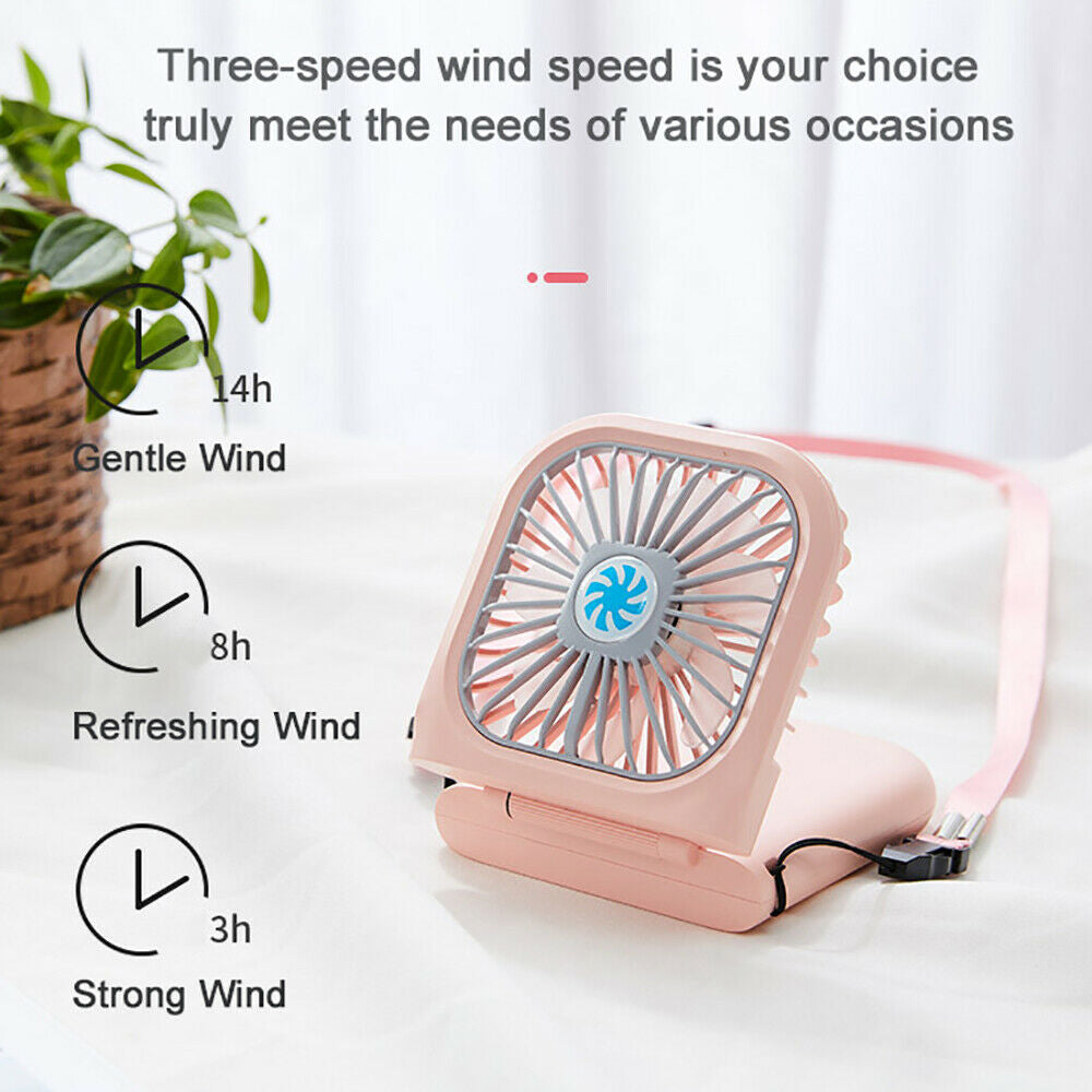 Portable Folding USB Rechargeable Mini Hanging Neck Fan_11
