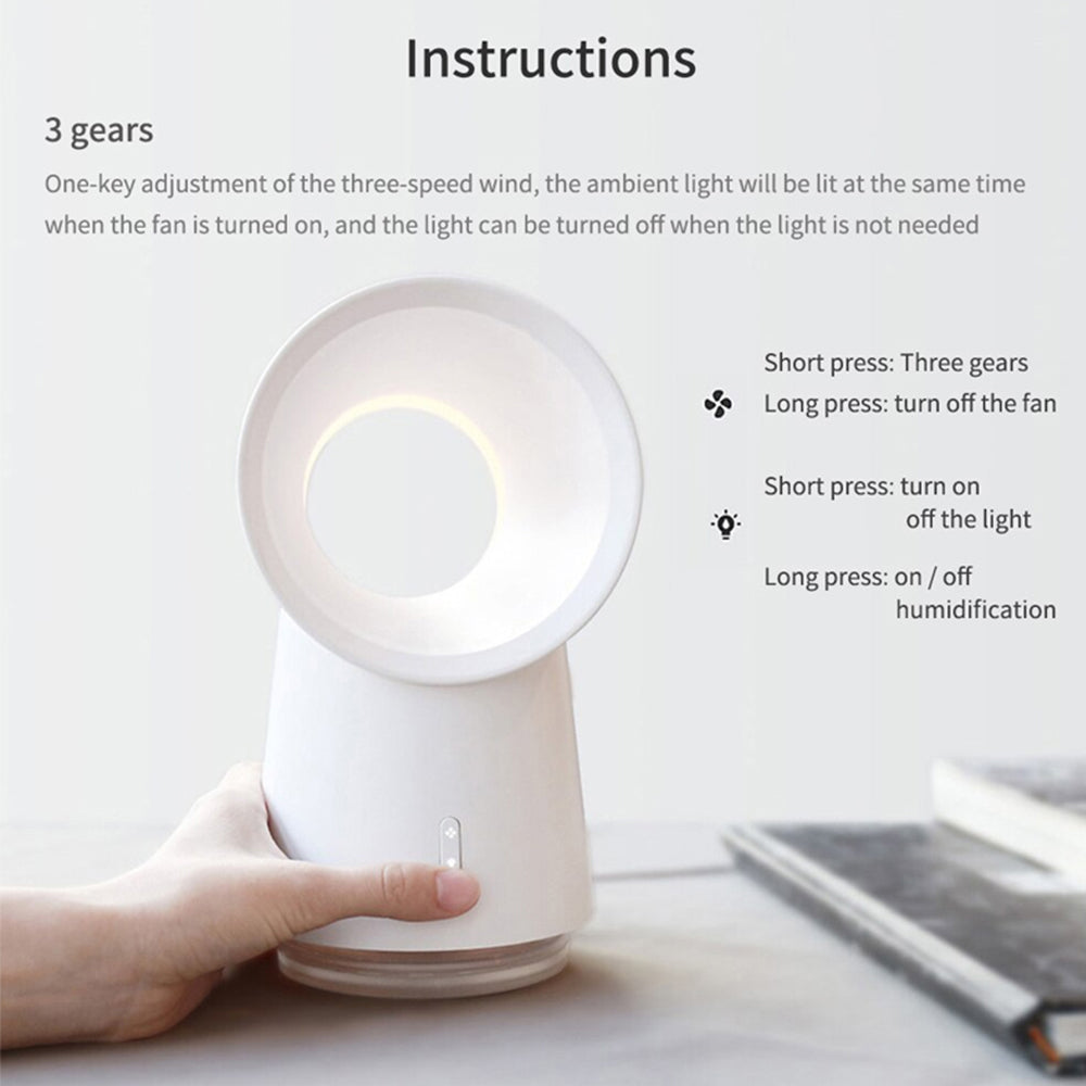 Mini Cooling Fan Bladeless Mist Humidifier w/ LED Light- USB Charging_7