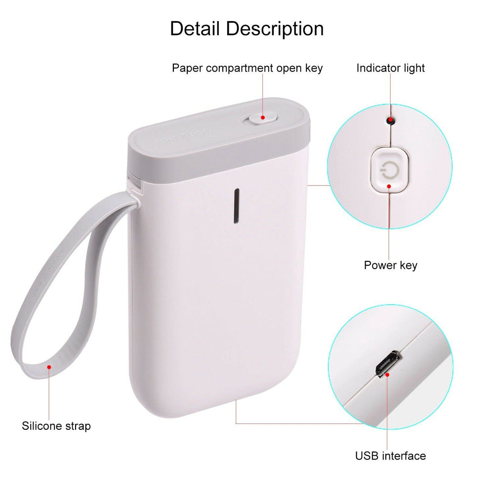 D11  Portable Wireless Thermal Inkless Bluetooth Label Printer- USB Charging_20
