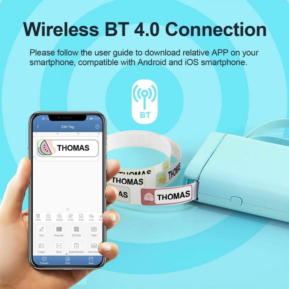 D11  Portable Wireless Thermal Inkless Bluetooth Label Printer- USB Charging_9