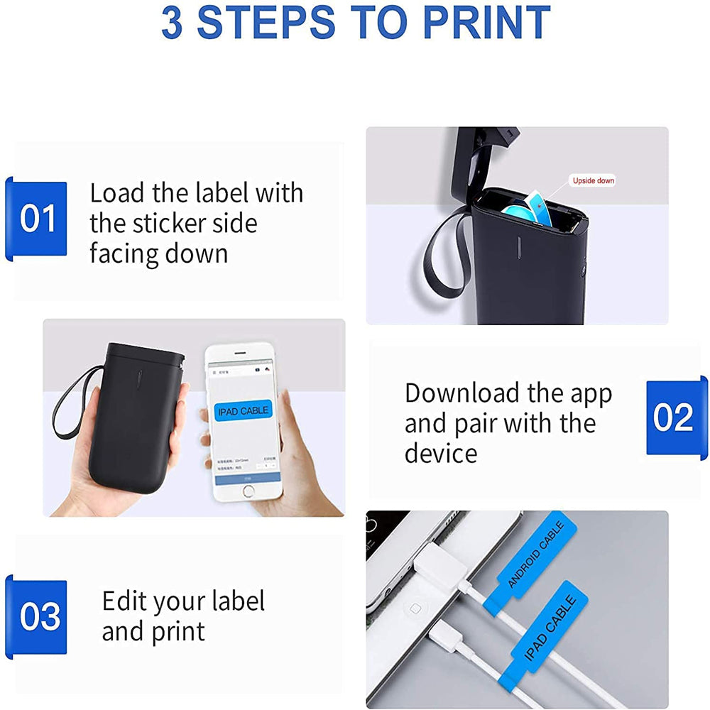 D11  Portable Wireless Thermal Inkless Bluetooth Label Printer- USB Charging_15